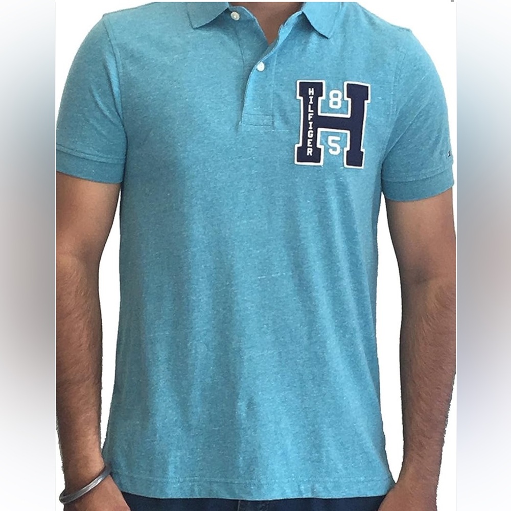 Tommy Hilfiger Custom Fit Polo Sz XL Blue 1/4 Button Collared Preppy University